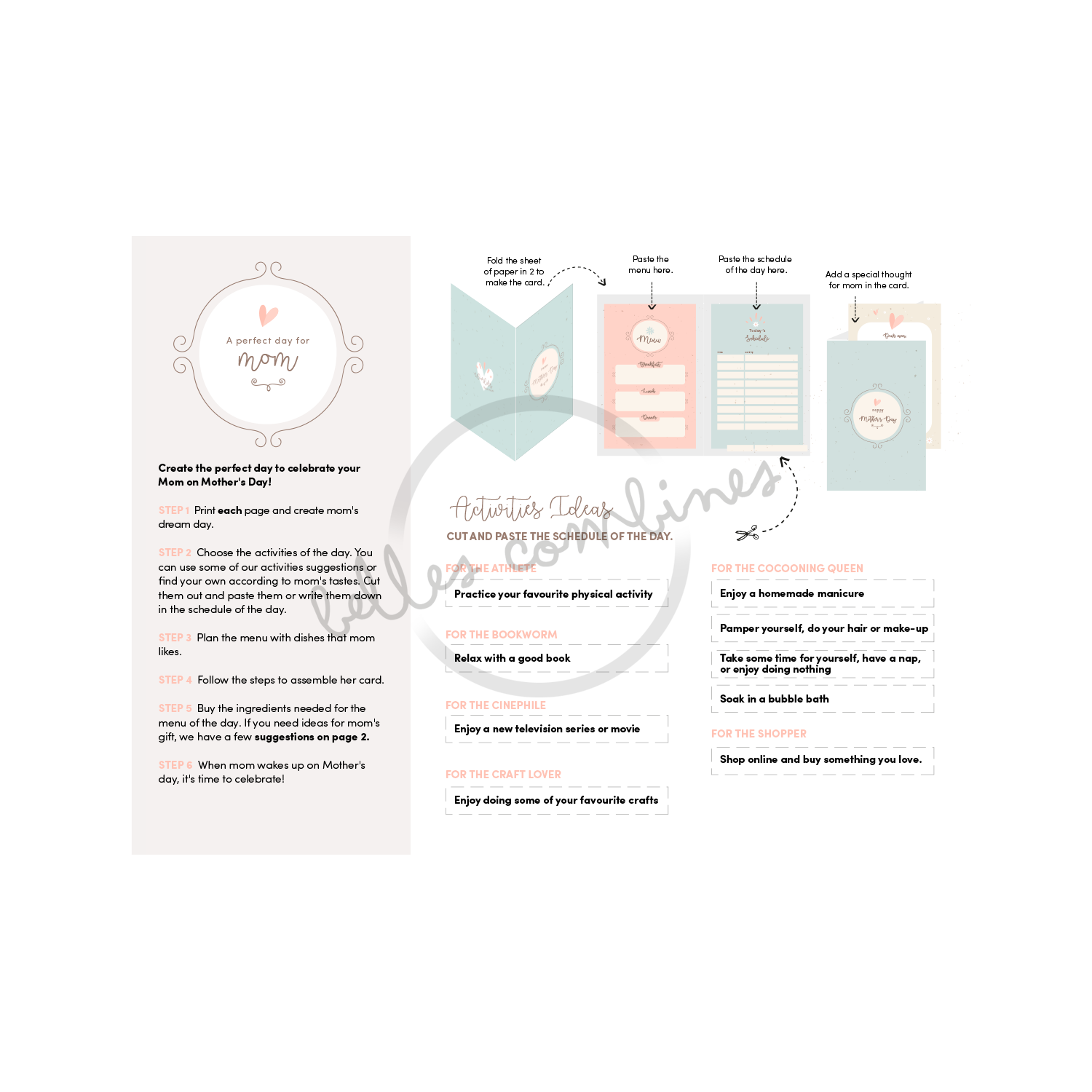 English version of the document to print A perfect day for mom made by Les Belles Combines