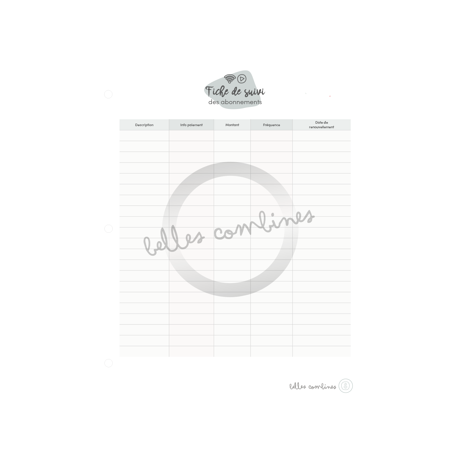 Suivi de nos abonnements