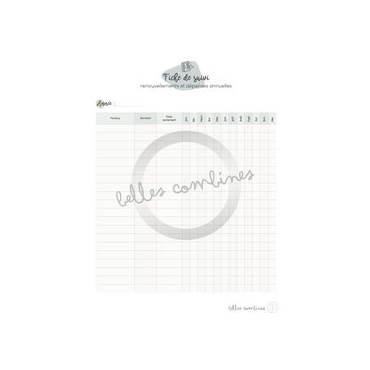 Fiche de suivi- renouvellements et dépenses annuelles