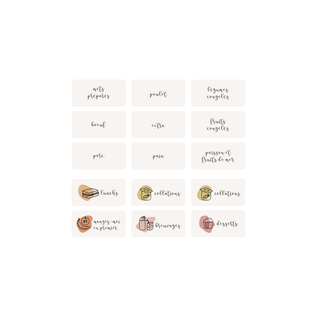 Aperçu des étiquettes de rangement pour le réfrigérateur/congélateur style épices Les Belles Combines