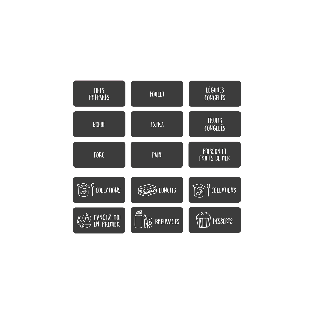 Aperçu des étiquettes de rangement pour le réfrigérateur/congélateur style scandinave Les Belles Combines