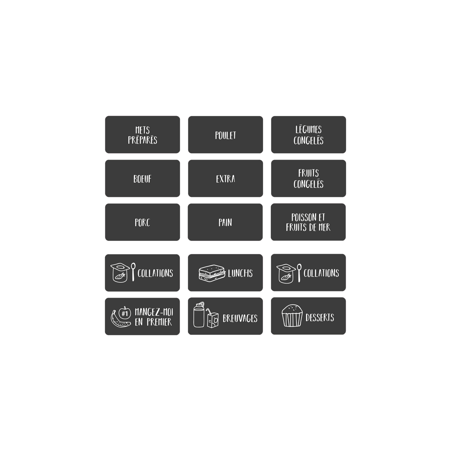 Aperçu des étiquettes de rangement pour le réfrigérateur/congélateur style scandinave Les Belles Combines