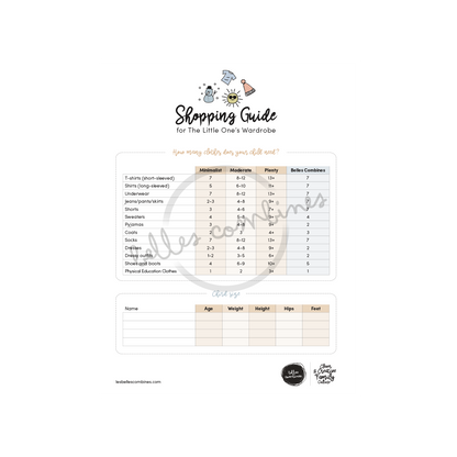 English version of the document to print Shopping guide for the little one&