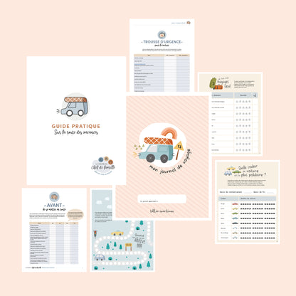 Downloadable practical guide for the parent + downloadable travel journal for the child