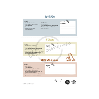 English version of the spring cleaning guide to print made by Les Belles Combines