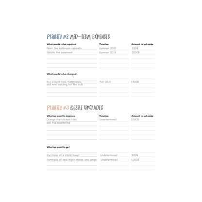 English version of the mid-term expenses and desire upgrades in the spring cleaning guide made by Les Belles Combines