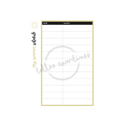 English version of the document to print My summer schedule made by Les Belles Combines