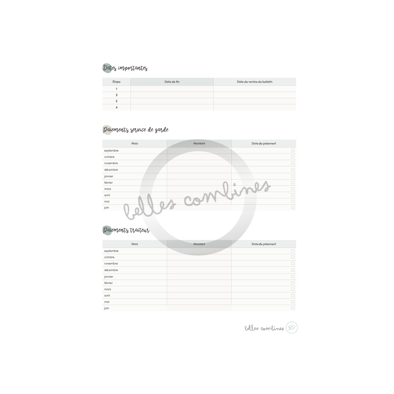 Informations scolaires importantes