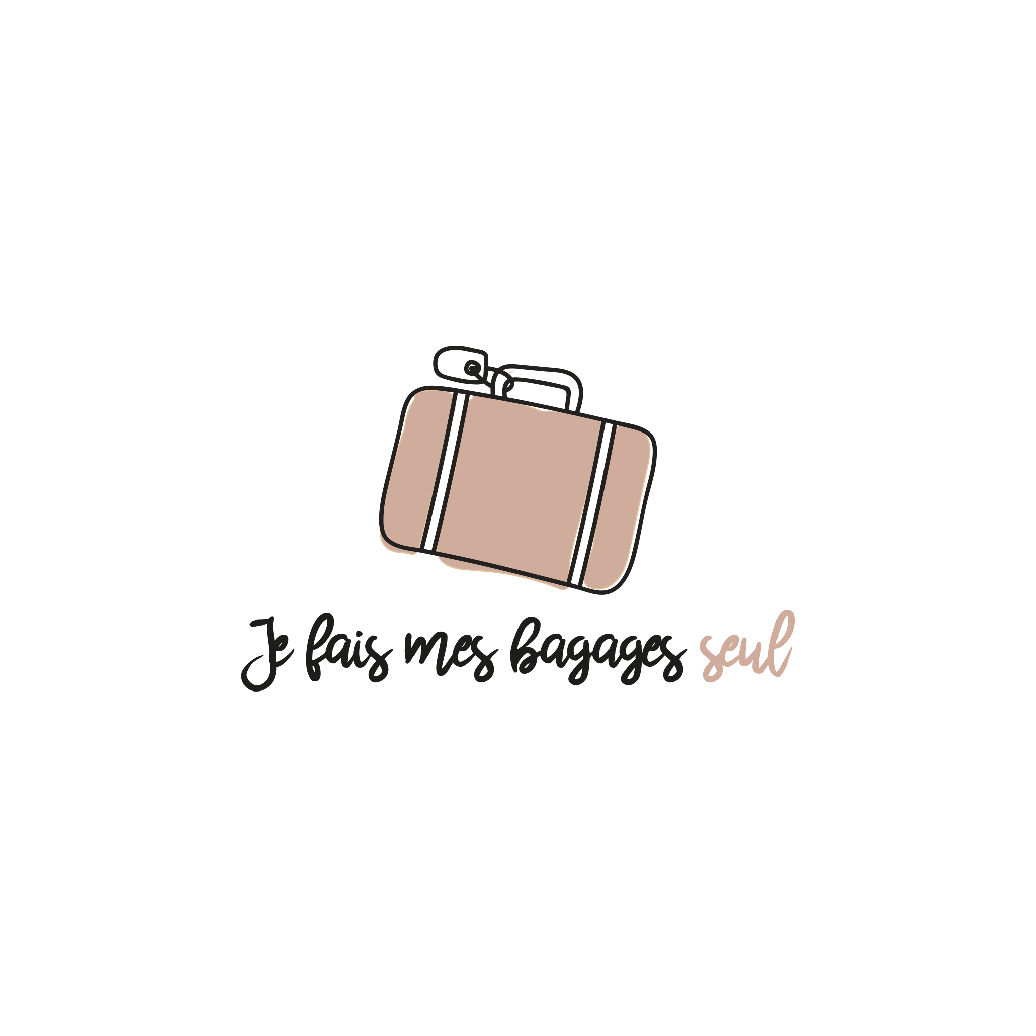 Version française du logo de la petite combine Je fais mes bagages seul des Belles Combines
