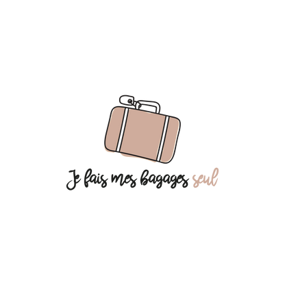 Version française du logo de la petite combine Je fais mes bagages seul des Belles Combines