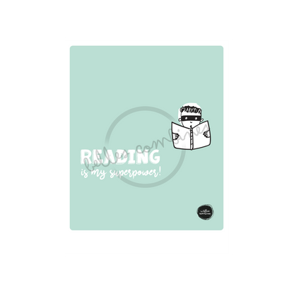 English version of the cover of Reading is my superpower book made by Les Belles Combines