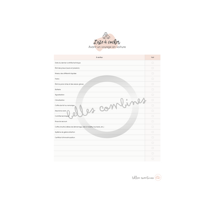 Liste à cocher avant un voyage en voiture