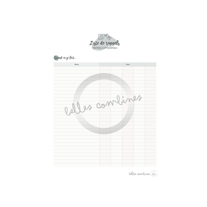 Liste de rappel de tâches effectuées