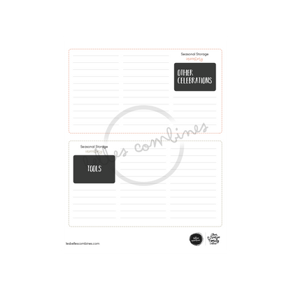 English version of the seasonal storage inventory document to print made by Les Belles Combines