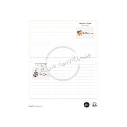 English version of the seasonal storage inventory document to print made by Les Belles Combines