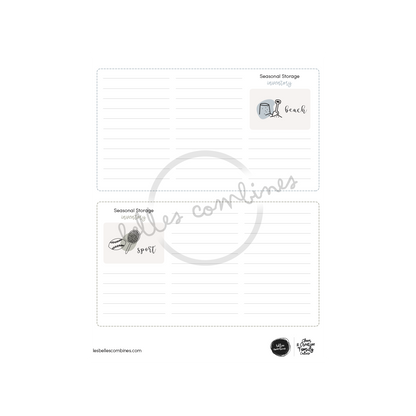 English version of the seasonal storage inventory document to print made by Les Belles Combines