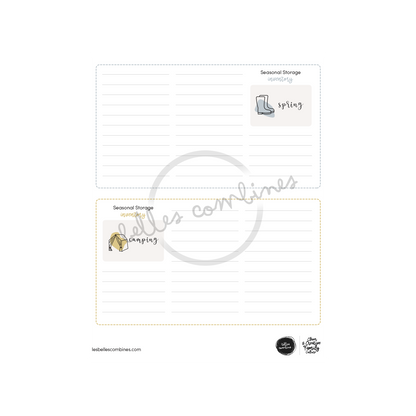 English version of the seasonal storage inventory document to print made by Les Belles Combines