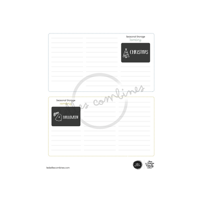 English version of the seasonal storage inventory document to print made by Les Belles Combines