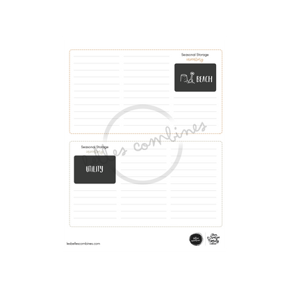 English version of the seasonal storage inventory document to print made by Les Belles Combines