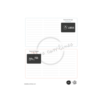 English version of the seasonal storage inventory document to print made by Les Belles Combines