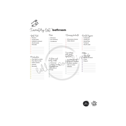 English version of the inventory list for the bathroom to print by Les Belles Combines