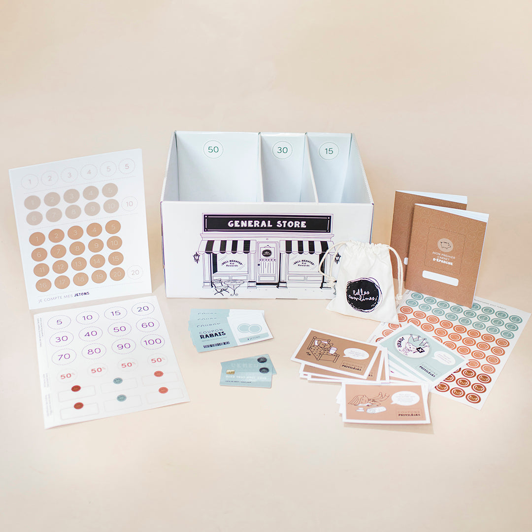 English version of The General Store, a motivation and reward system by Belles Combines - Box and kit