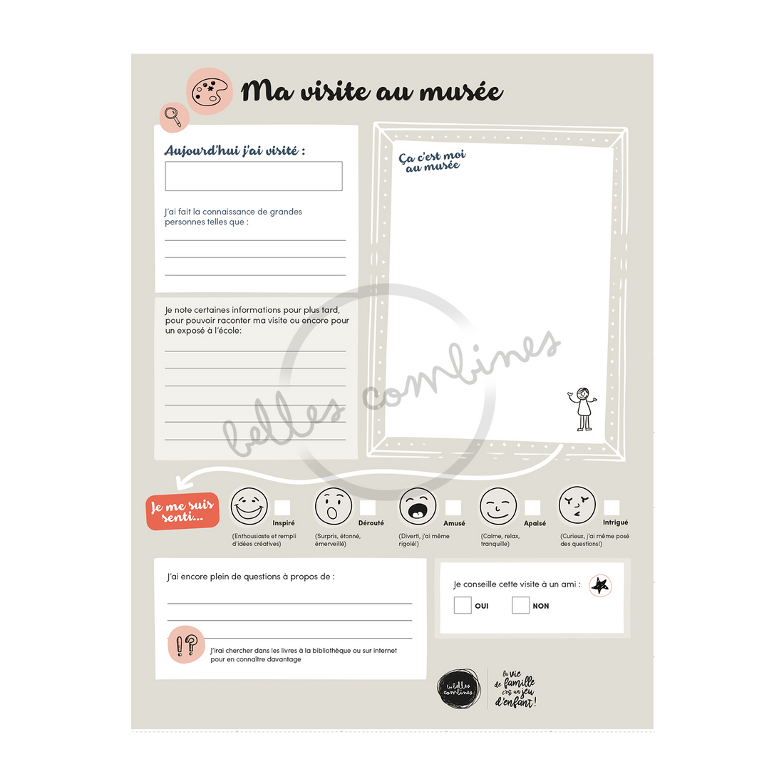 Version française du document à imprimer Ma visite au musée Les Belles Combines