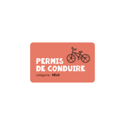 Version française du logo de la petite combine à imprimer Permis de conduire un vélo Les Belles Combines