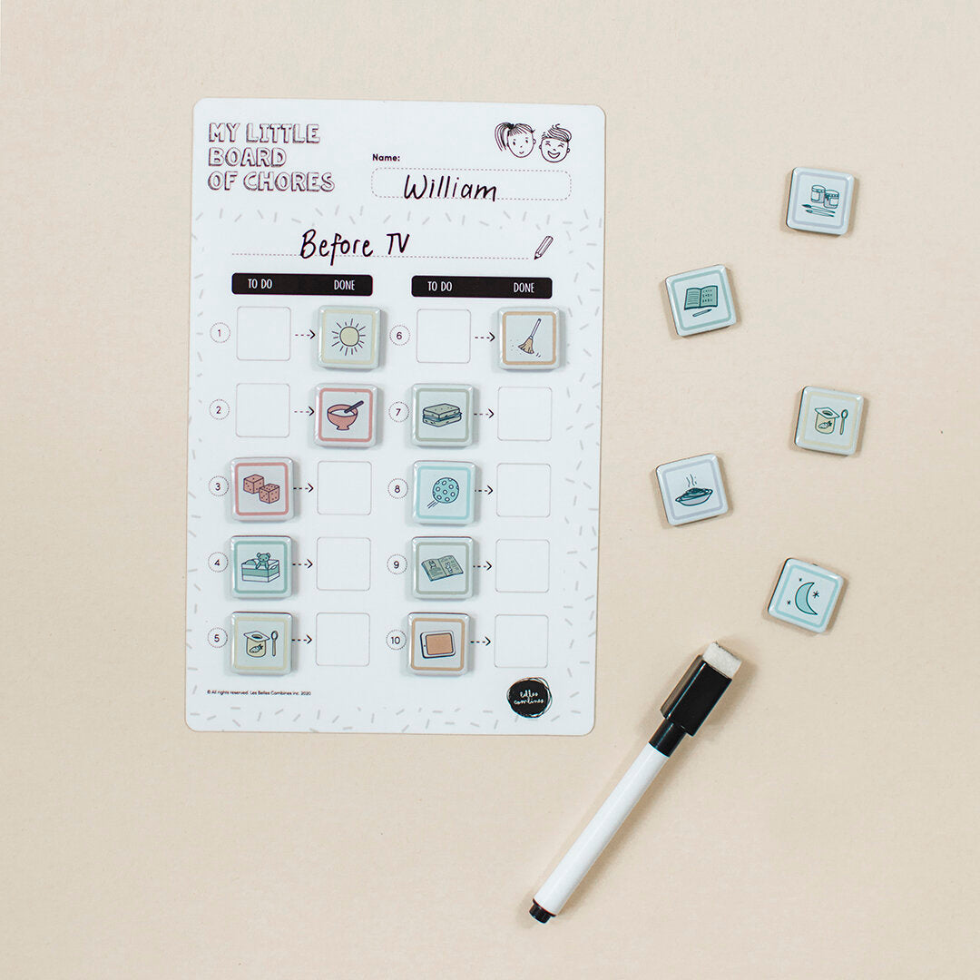 English version of the little board of chores made by Les Belles Combines