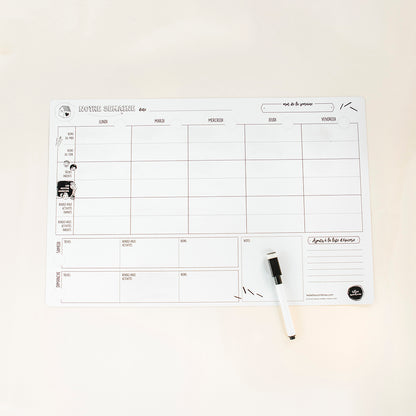 Version française du Planificateur familial hebdomadaire aimanté des Belles combines