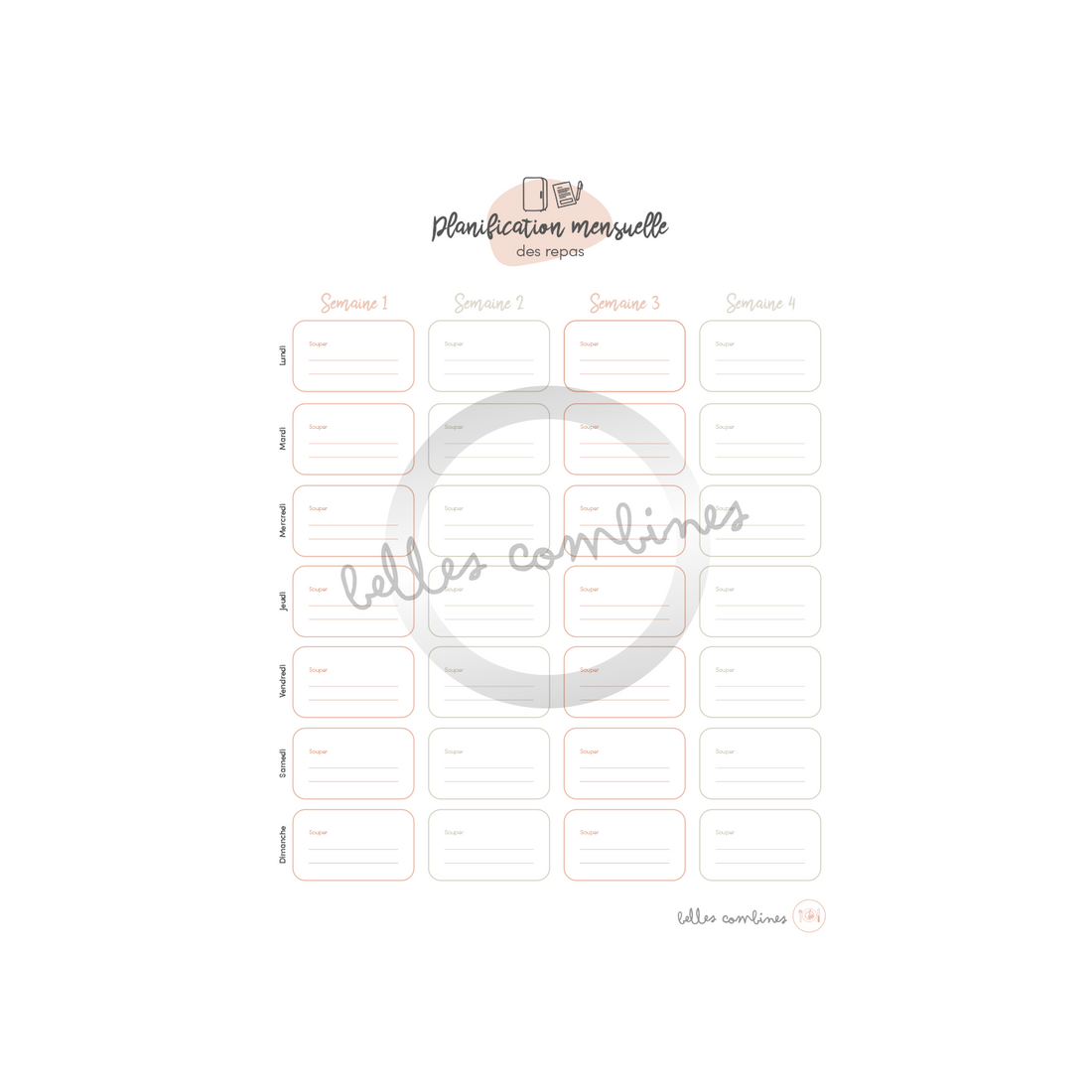 Monthly meal planning