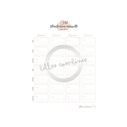 Monthly meal planning