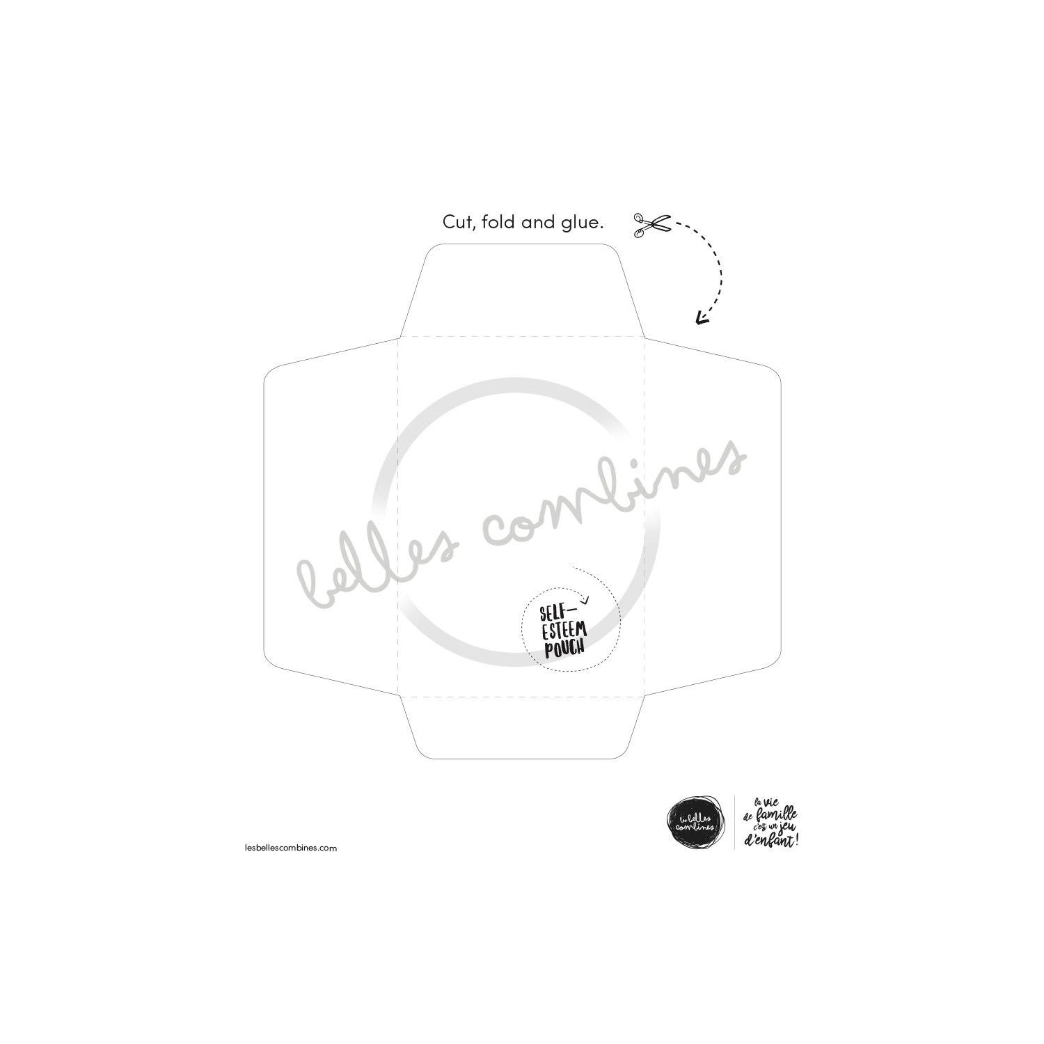 English version of the self-esteem pouch to print made by Les Belles Combines