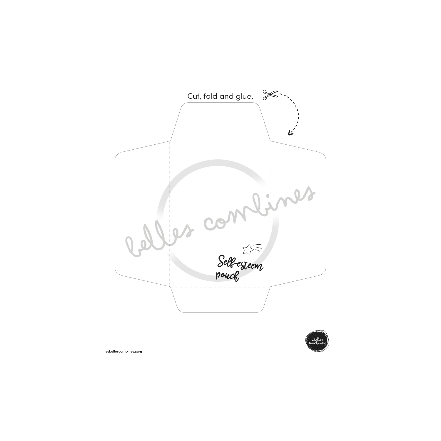 English version of the self-esteem pouch to print made by Les Belles Combines