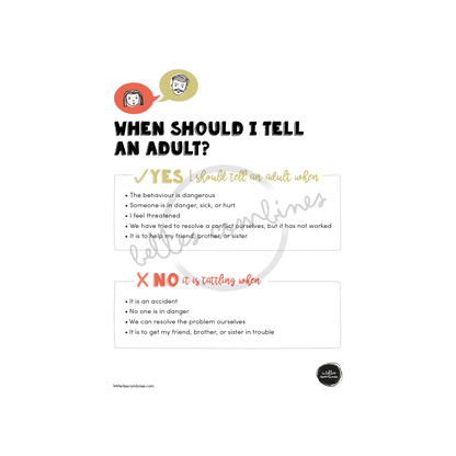 English version of the document to print When should I tell an adulte made by Les Belles Combines