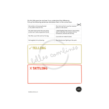 English version of the document to print When should I tell an adulte made by Les Belles Combines