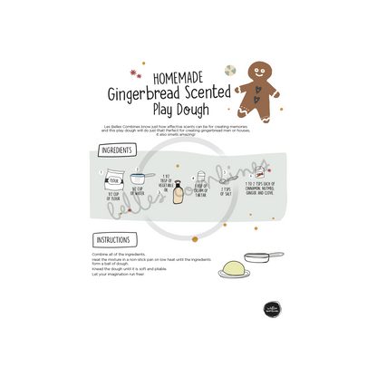 English version of the homemade gingerbread scented play dough recipe to print made by Les Belles Combines