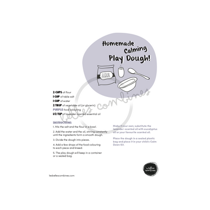 English version of the homemade calming play dough recipe to print made by Les Belles Combines