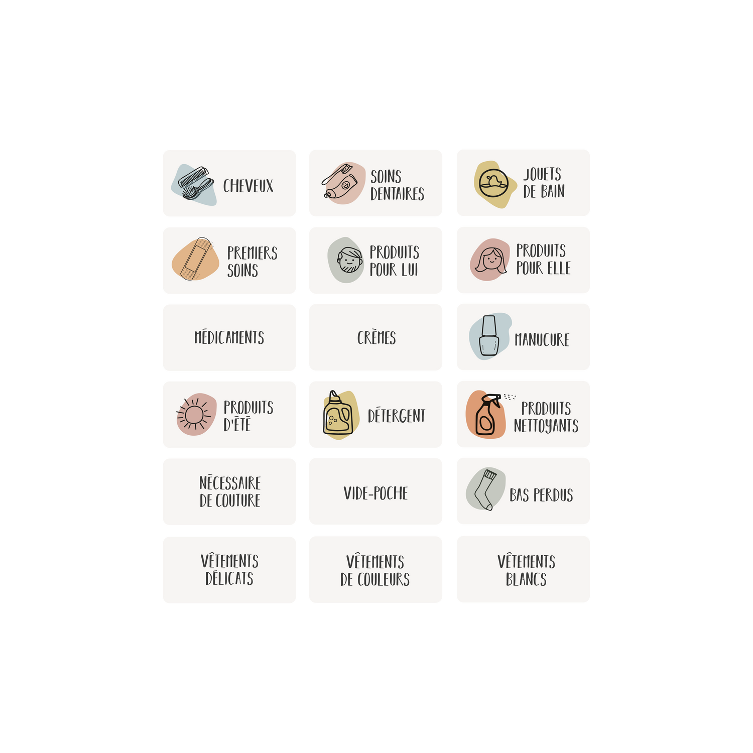 Aperçu des étiquettes de rangement pour la salle de bain style épices Les Belles Combines