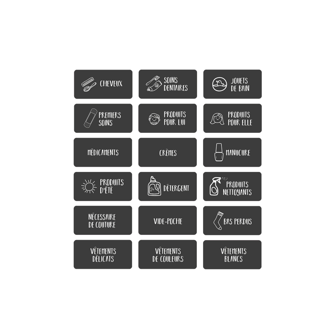 Aperçu des étiquettes de rangement pour la salle de bain style scandinave Les Belles Combines