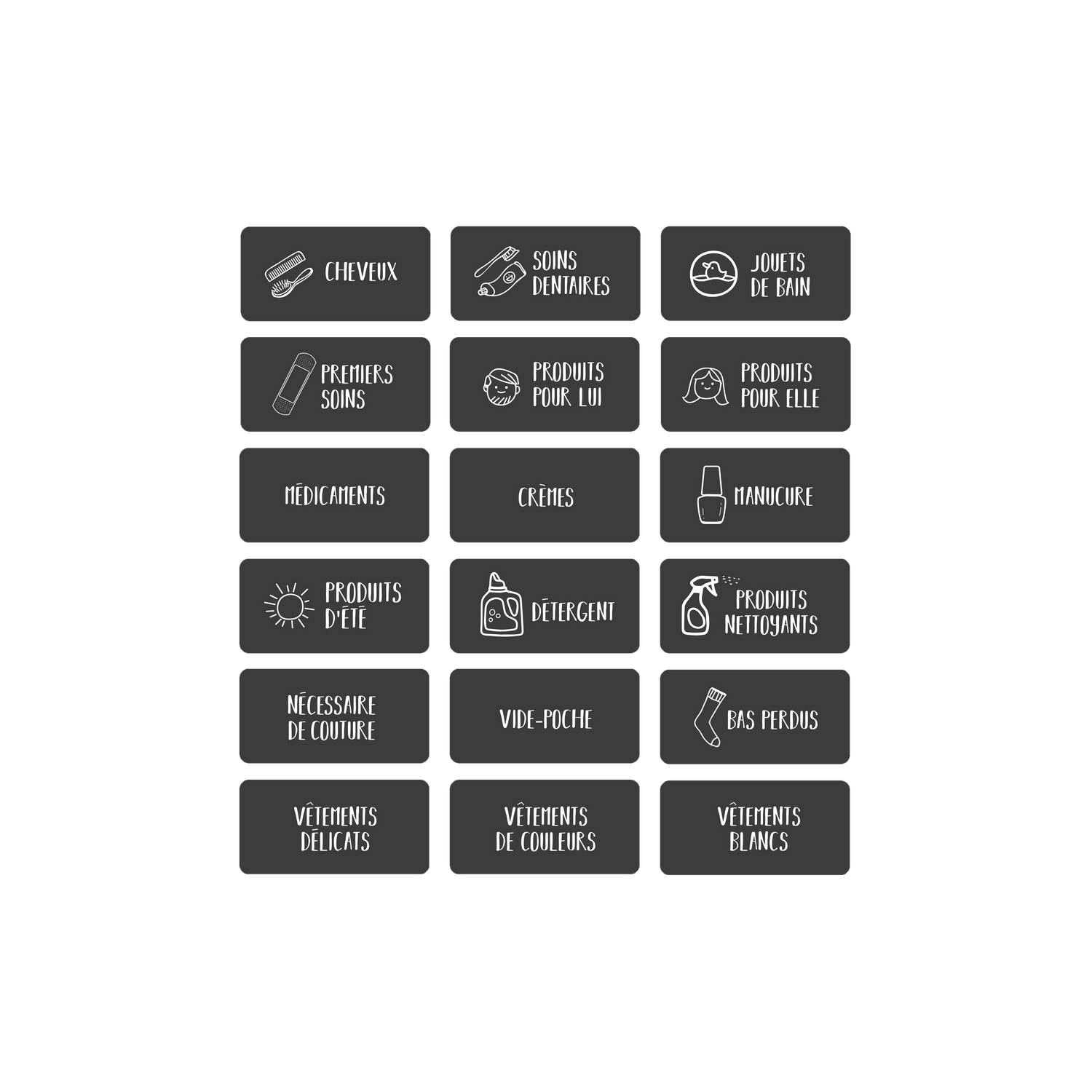 Aperçu des étiquettes de rangement pour la salle de bain style scandinave Les Belles Combines
