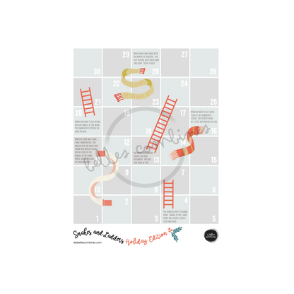 English version of the Christmas snakes and ladders to print made by Les Belles Combines