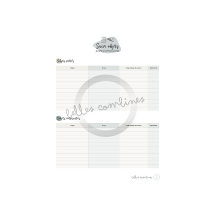 Liste de choses prêtées/empruntées