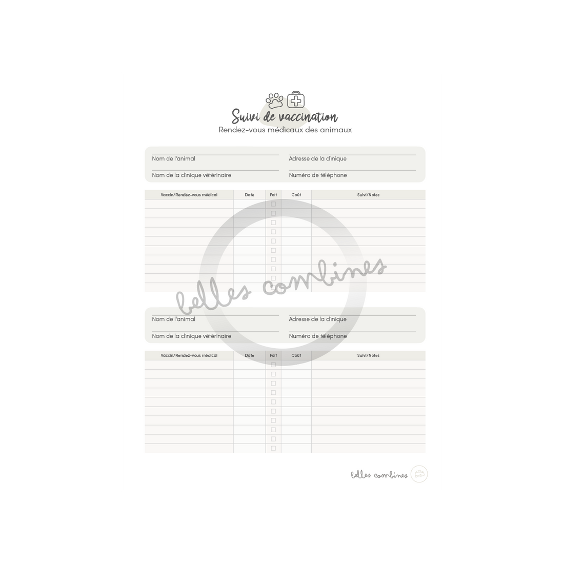 Suivi de vaccination des animaux