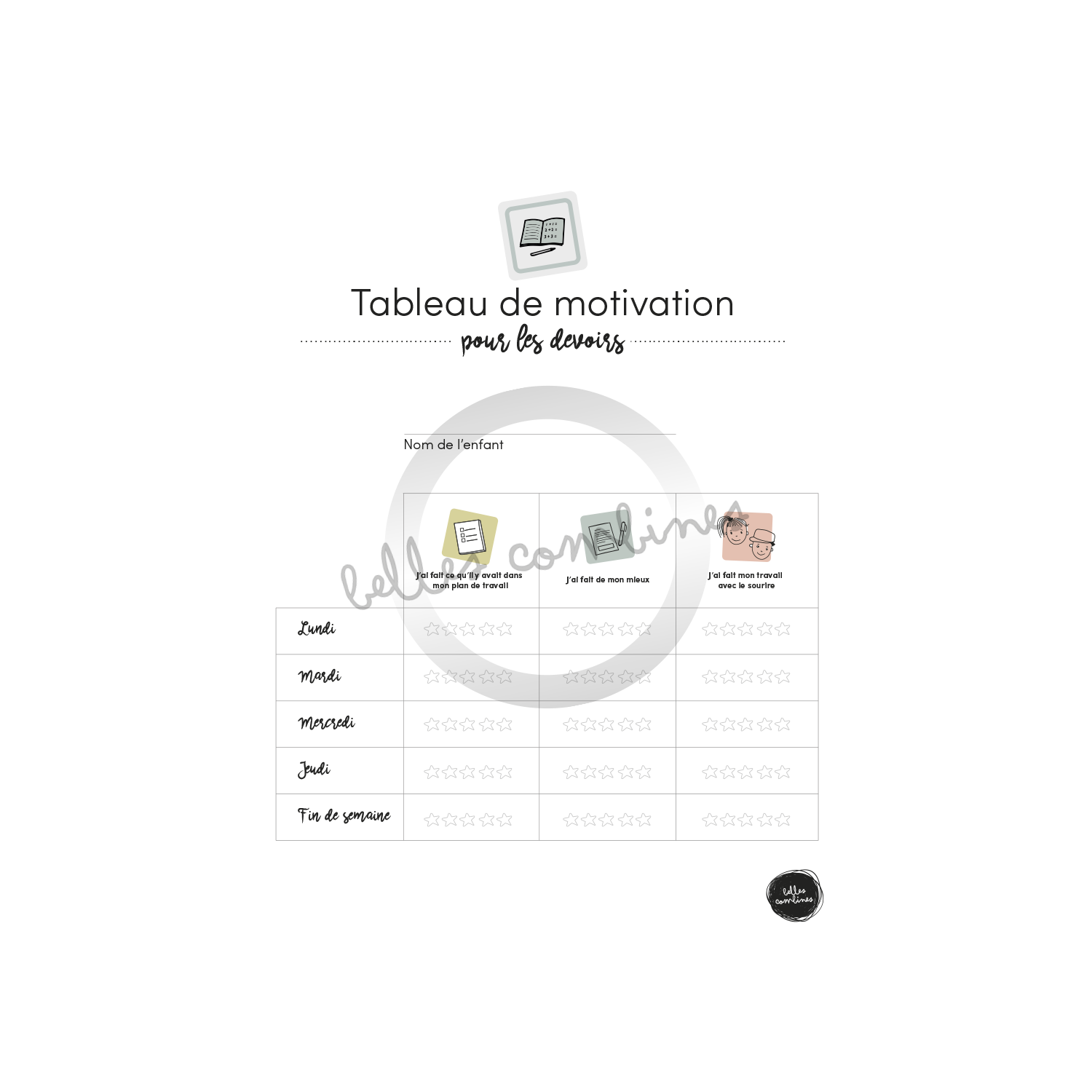 Tableau de motivation pour les devoirs