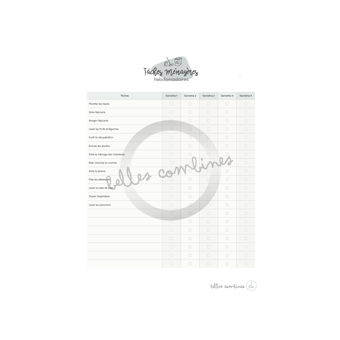 Checklist of weekly tasks