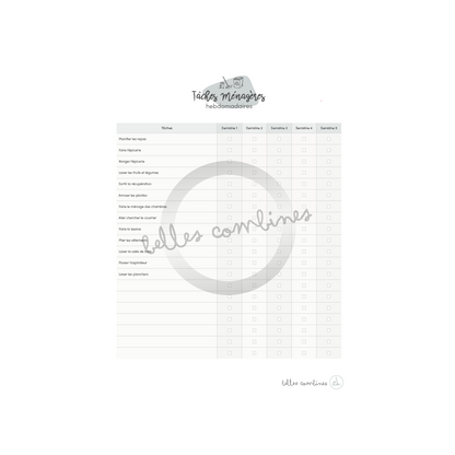 Liste à cocher des tâches hebdomadaires