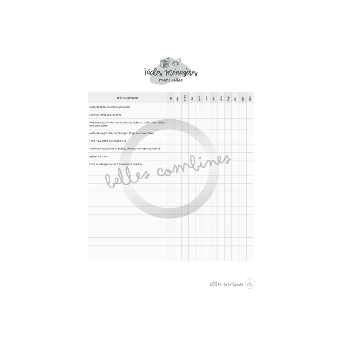 Checklist of monthly tasks