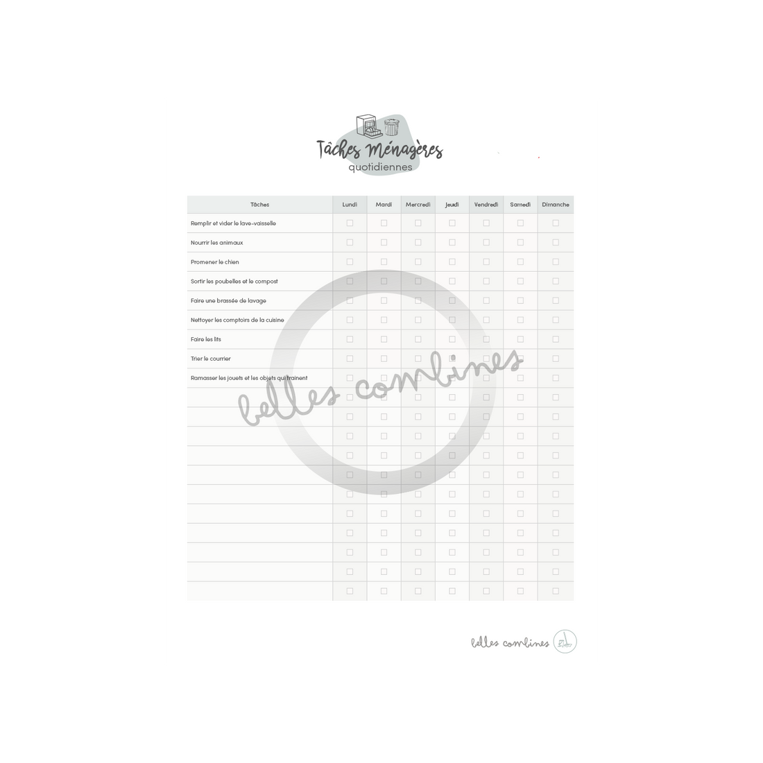 Checklist of daily tasks