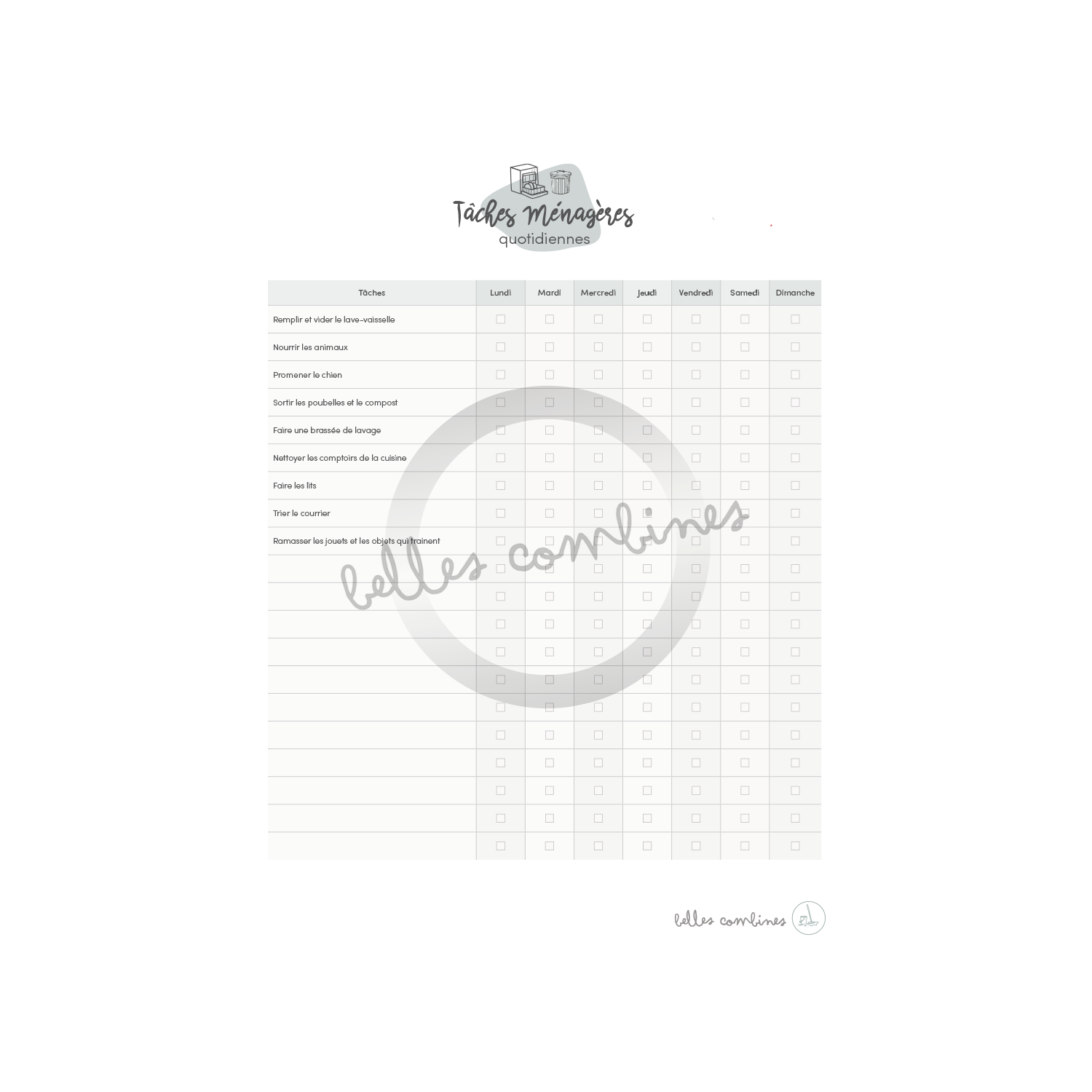 Liste à cocher des tâches quotidiennes